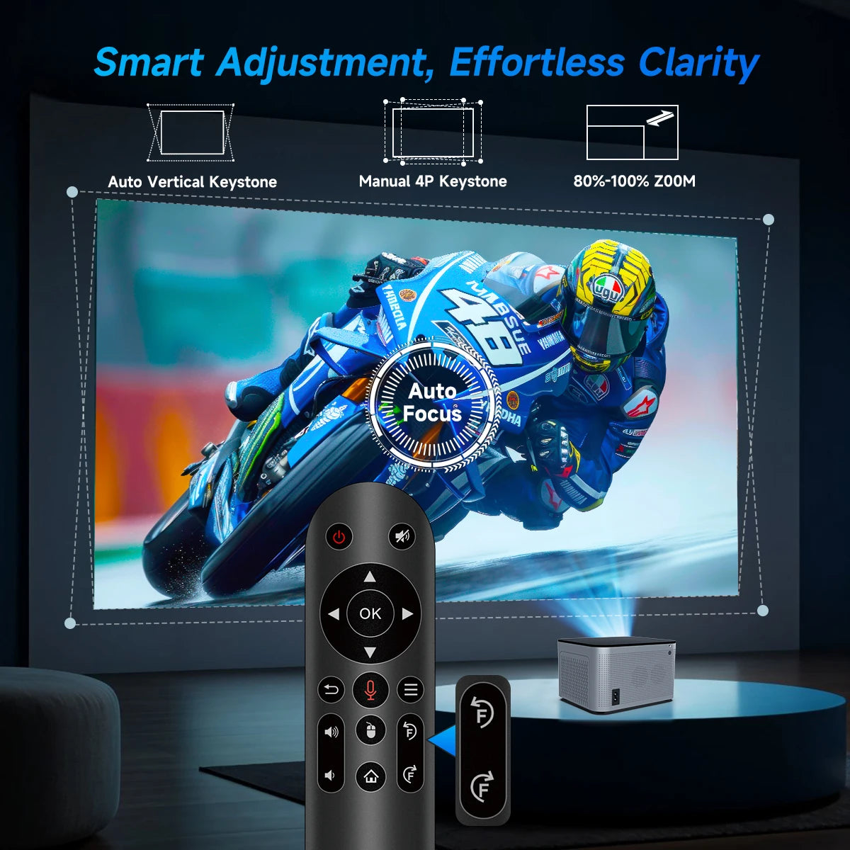 Auto Focus Smart Projector Android11 4K 580ANSI Full Wifi6 BT5.0 Allwinner H713 Voice Control Home Cinema Theater HY350